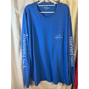 Vineyard Vines Louisiana Tech Long Sleeve Pocket T-Shirt Blue XXL Mens/Unisex